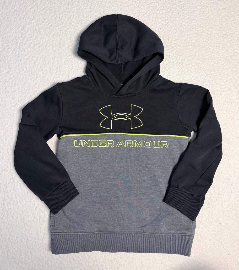 Under Armour Boys Colorblock Hoodie Black Gray Size YSM